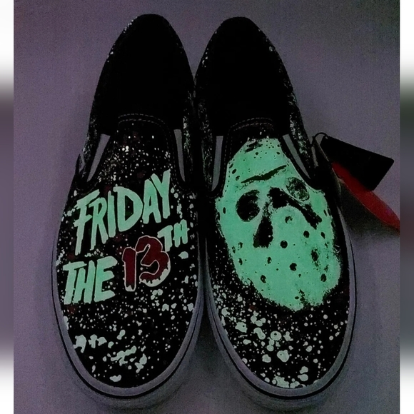 Vans HOUSE OF TERROR Classic Slip On Horror Friday 13th Glow in Dark NEW UK 9 - Picture 12 of 16